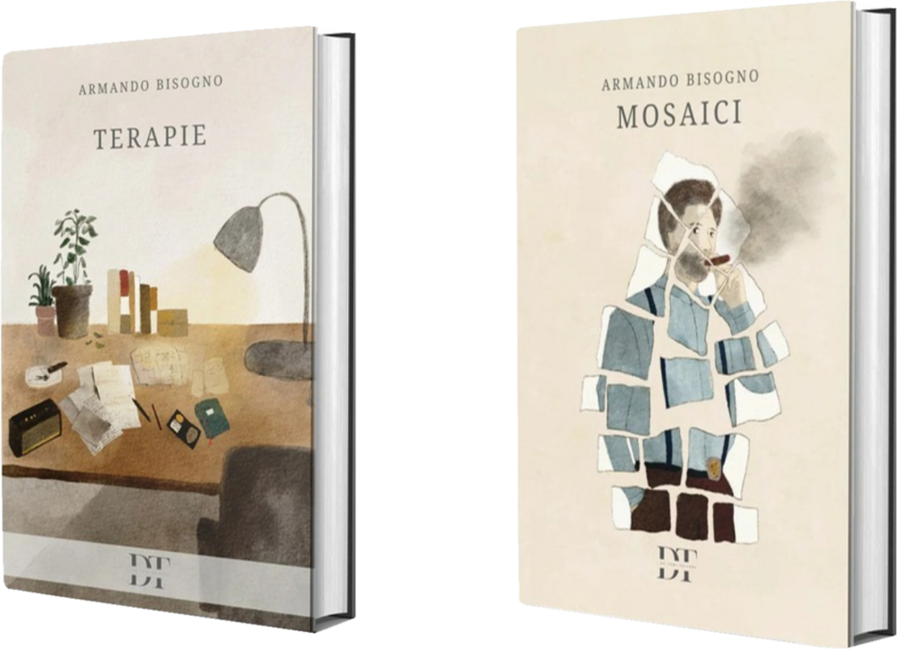 Mockup dei romanzi Terapie e Mosaici